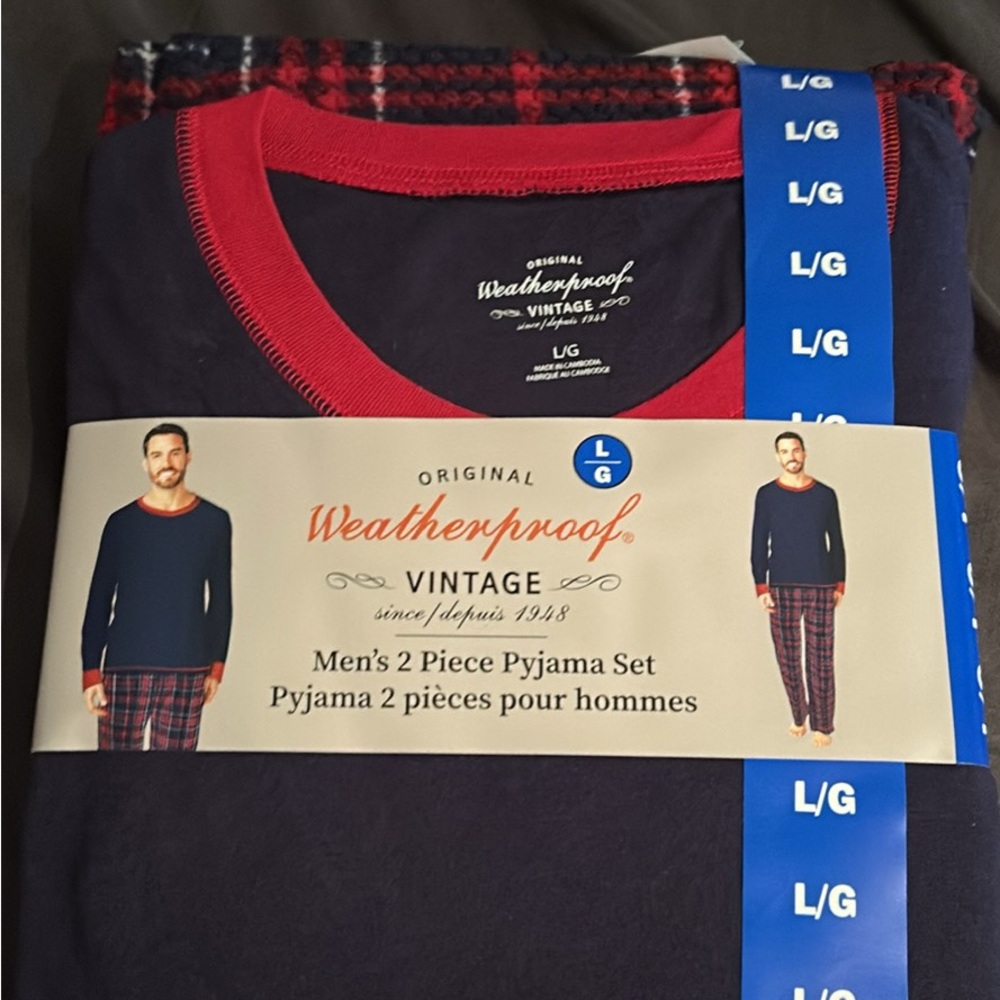 Weatherproof Vintage Men's 2 Piece Pajama Set - Navy and Red